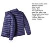 Quilted Cotton Jacket Men Solid Color Stand Collar Long Sleeve Coat with Zipper Placket and Pockets Casual Down Jacket