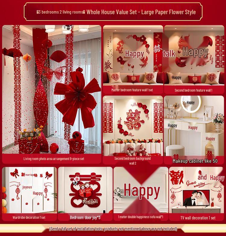 Bride & Groom Home Wedding Decor Set - Complete House & Bedroom Celebration Elegance