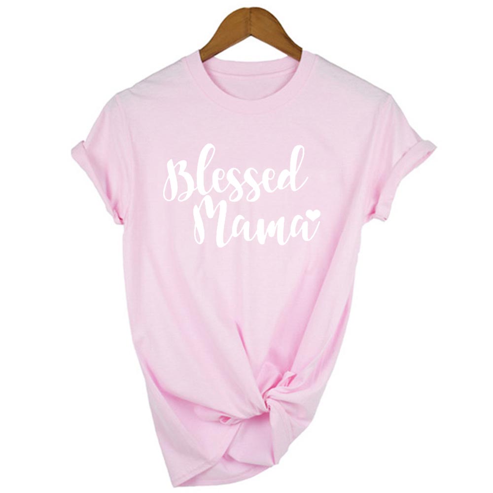Blessed Mama Letters Print Short Sleeve Women Tshirt Casual Funny T Shirt Yong Lady Mom Life