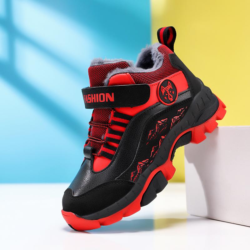 Winter Kid's Snow Boots with Plush Anti Slip Wolf Claws Hiking Cotton Shoes