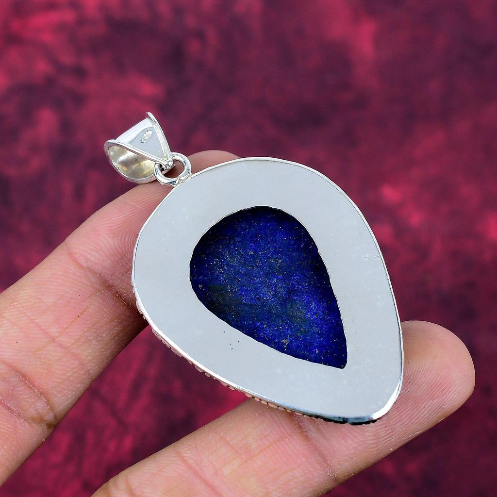 Lapislazuli-Anhänger, handgefertigter Edelsteinschmuck, 925er Sterlingsilber-Anhänger, einzigartiger Design-Schmuckanhänger