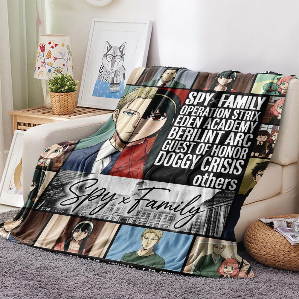 1 Stück Spy Family Gemusterte Flanelldecke Geeignet für Alle Jahreszeiten Für Heimdekoration Wärme Und Komfort Geschenke Feiertagsgeschenk