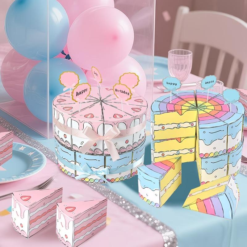 Xiaomi 1-20Bags Triangle Cake Shape Birthday Party Favor Box Creative Candy Holder Gift Box for Table Decoration Candy Buffet