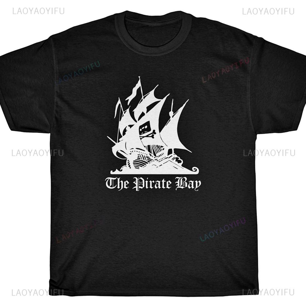 THE PIRATE BAY Ship Rargb Piracy Printed T Shirt Tops The Pattern of A Drifting Pirate Ship Tops Tee Shirt Unisex Cotton Tee