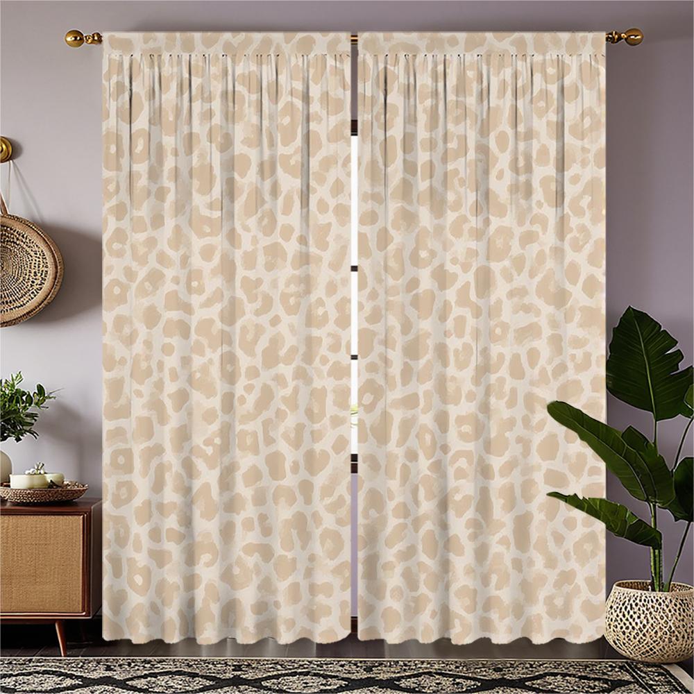

2-piece set of high-definition digital printed curtainBeige leopard print curtain fabricHome decoration style 100*130 Rod Pocket 1pcs