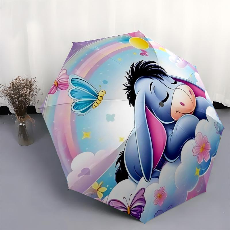Eeyore, Fantasy Themed Automatic Opening and Closing Umbrella, Brightly Colored 8-rib Portable Umbrella, Suitable for Men and Women, A Perfect Gift Fo