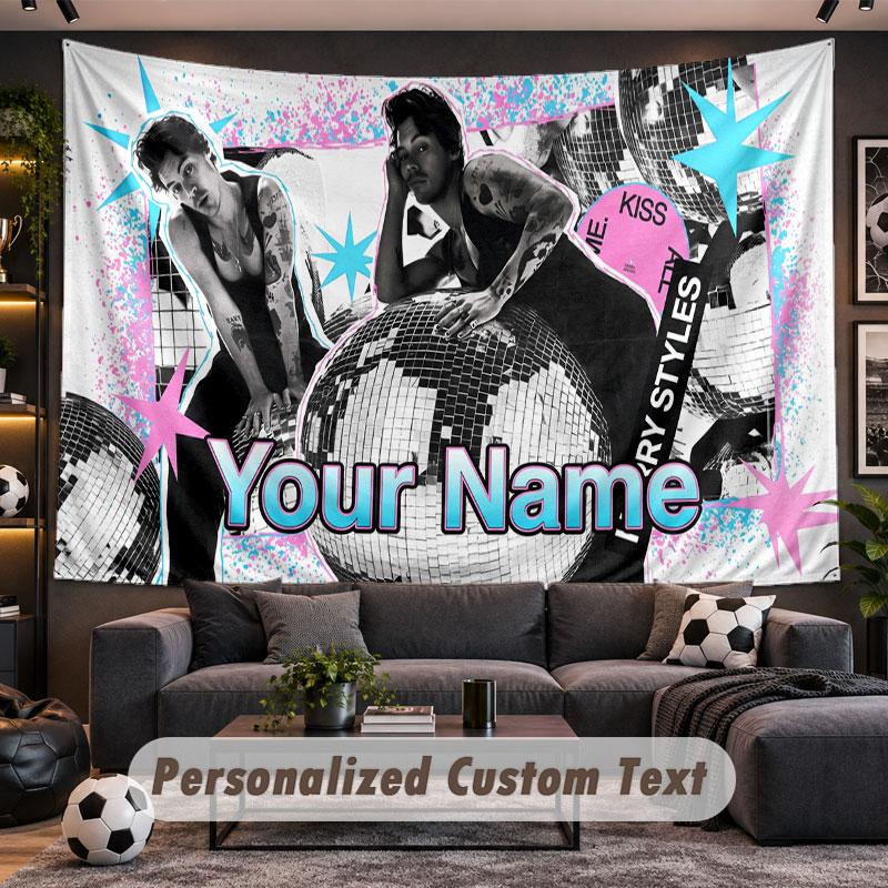 Wall Hanging Tapestry Custom NameHarry Styles Pattern Personalized Printed Fabric Wall Decor
