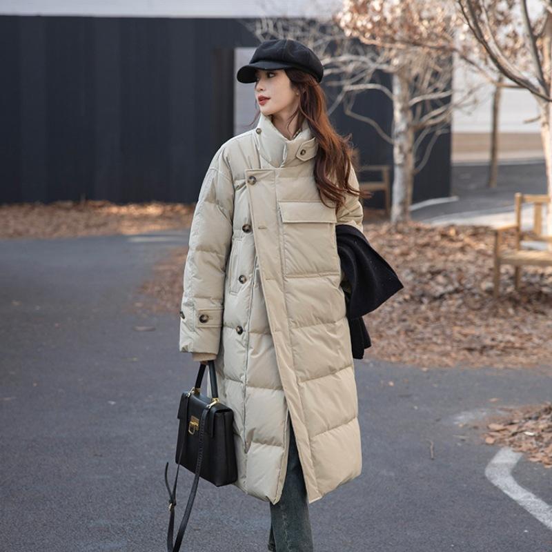 

New women s winter down cotton-padded clothes, long loose design, thickened cotton-padded clothes and cotton-padded jackets. XL хаки