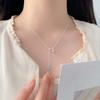 Elegante Collana con Perle d'Argento e Zaffiri - Catena per Clavicola Anti-Sbiadimento, Versatile per Donna