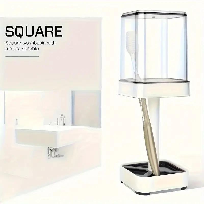 1pcs Compact Toothbrush Holder Space-Saving Storage Organizer with Gargle Cup
