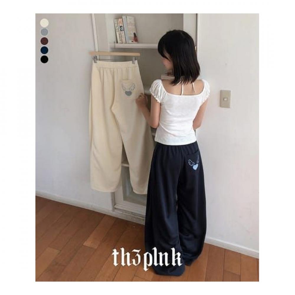 The Pink Harting Bag Heart Wing Embroidery Patch Wide Training Pants