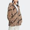 Adidas Monogram Jacket Letter Print Fleece Loose Hooded Coat Women Jackets Pink Brown IB2748