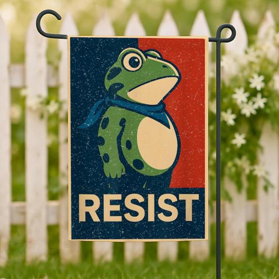 10 Pcs Resist Portland Frog Yard Flag Frog Protest Garden Flag Hilarious Outdoor Banner