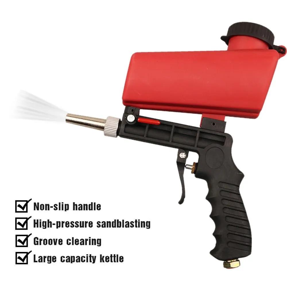 Sandblasting gun portable gravity-fed, 90psi, metal nozzle