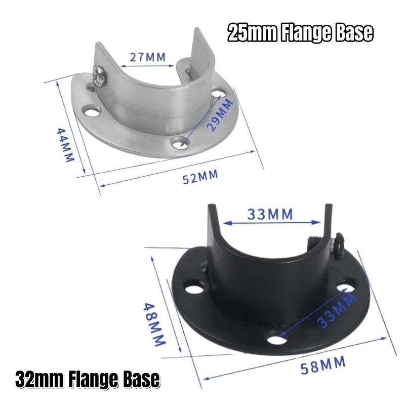 2PCS 304 Stainless Steel Flange Seat Wardrobe Hanger Rod Fixing Hardware Accessories Curtain Rod Tube Fixed Support Bracket Seat