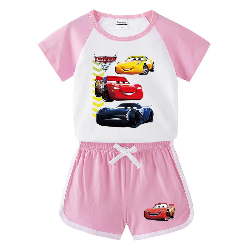 Letni komplet dwuczęściowy dla chłopca: T-shirt z krótkim rękawem i spodenki - casualowy strój sportowy