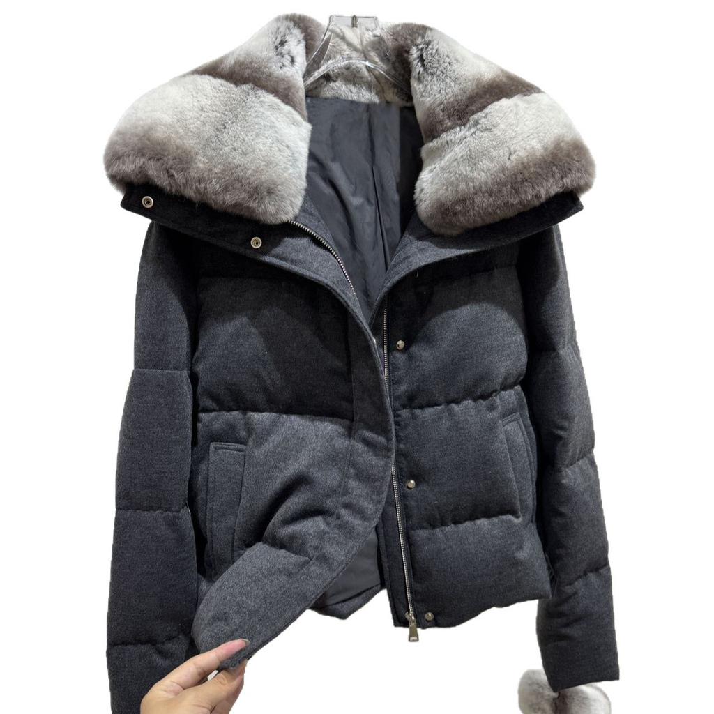 Max-M Premium Simple Goose Down Jacket Women's Rise Rabbit Fur Fur Collar Gloves Warm Bread Down