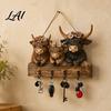 Dark Aesthetic Wall Art Halloween Entryway Key Holder with 4 Hooks Wooden Hanging Sign Mount Rack for Keys Bags And Leashes Home Organizer Mudroom