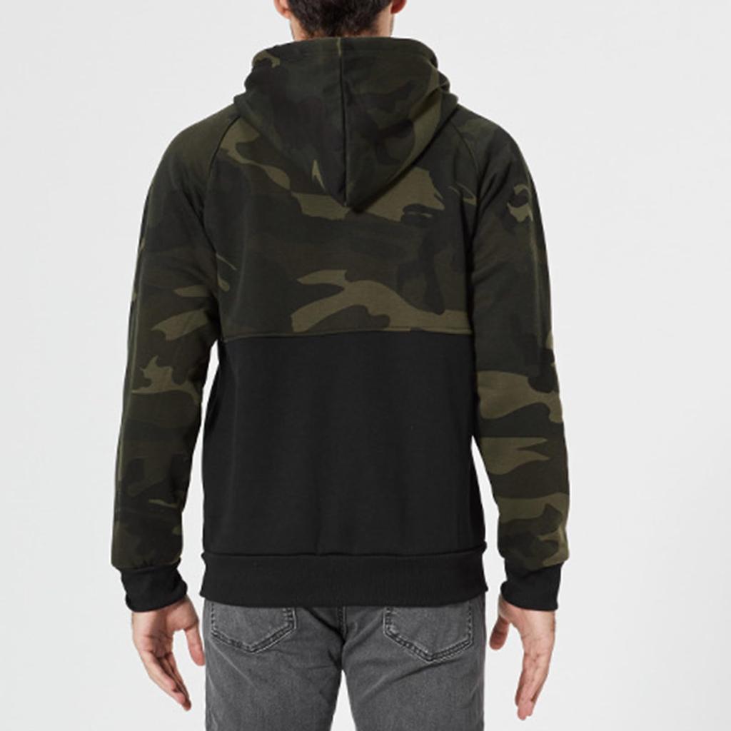 Men's Fashion Camouflage Sweatshirt Men's Drawstring Ribbed Closure Raglan-sleeves Hoodie