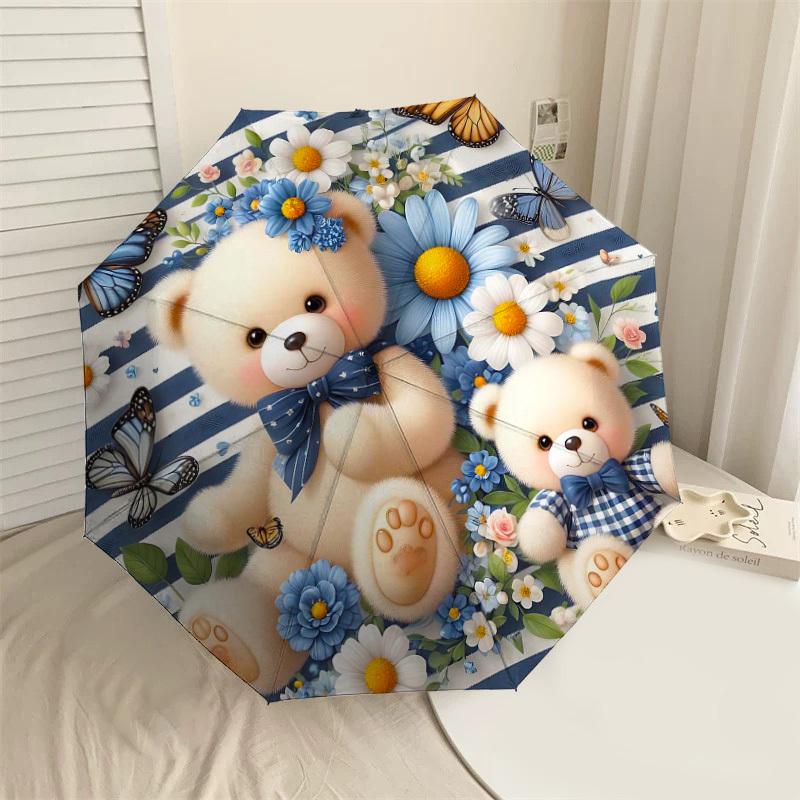 

1PC Teddy Bear Umbrella-8-Rib Reinforced, Automatic Open, Lightweight & Durable, Fashion Accessory for Outdoor-D397