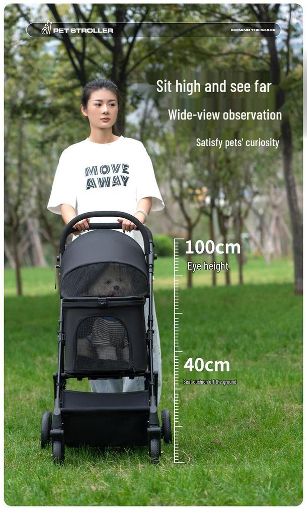 Passeggino per Cani Portatile e Pieghevole per Cani di Taglia Media e Grande - Ideale per Viaggi all'Aperto