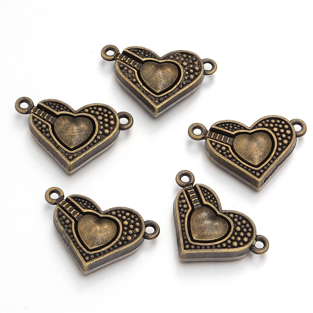 5 pièces Attaches Magnétiques en Alliage en Forme de Cœur 16x25mm Fermoirs Métalliques Exquis Connecteurs Breloques Pour la Fabrication de Bijoux Bracelets DIY Accessoires