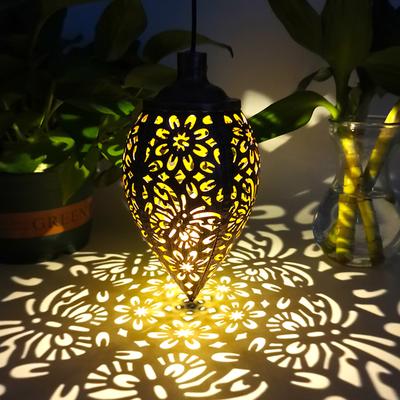 Solarleuchten für den Außenbereich, Eisen-Garten-Anhänger, aushöhlen, kegelförmig, leicht, Metall, Schmetterling, hängende Laternen