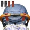 Baby Stroller Hook Fashion Pu Leather Adjustable Pram Hook Cart Organizer Diaper Bag Hanger Children Boy Girl Travel Accessories