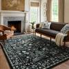 Green Large Area Rugs Botanical Floral Washable Rugs for Living Room Soft Rug for Bedroom Non-Slip Modern Rug Dining Room Mat