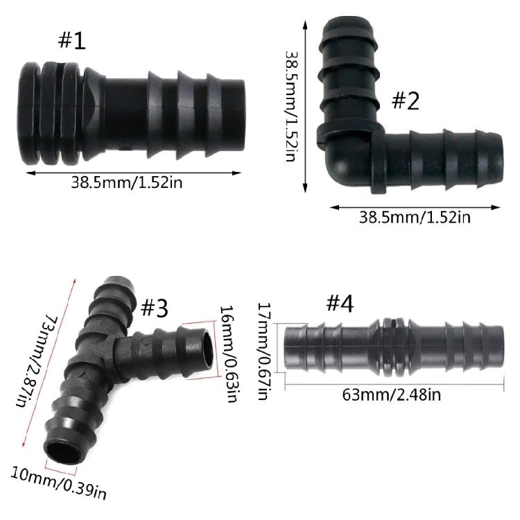 8Pcs Drip Irrigation Straight Fittings Barbed Locking Butt Joint Connectors 16mm Drip Tape Tubing Sprinkler Systems