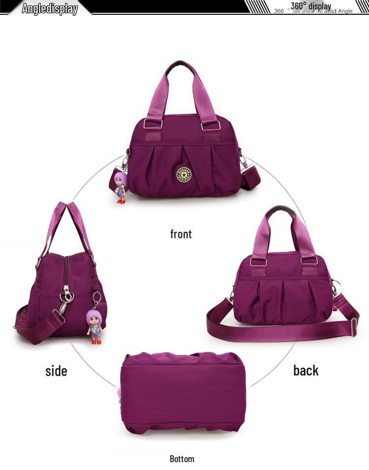 2025 Women's Washed Fabric Crossbody Bag - Casual Korean Style, Single Shoulder Nylon Tote