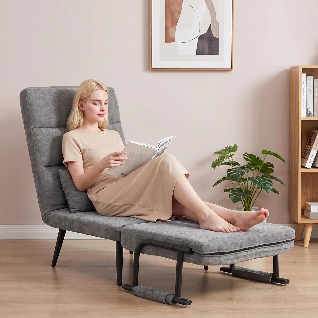 Sleeper Chair 3-in-1 Foldable Chair with Sleep Function, 186 X 60 Cm Sleeper Chair with 5-Position Adjustable Backrest