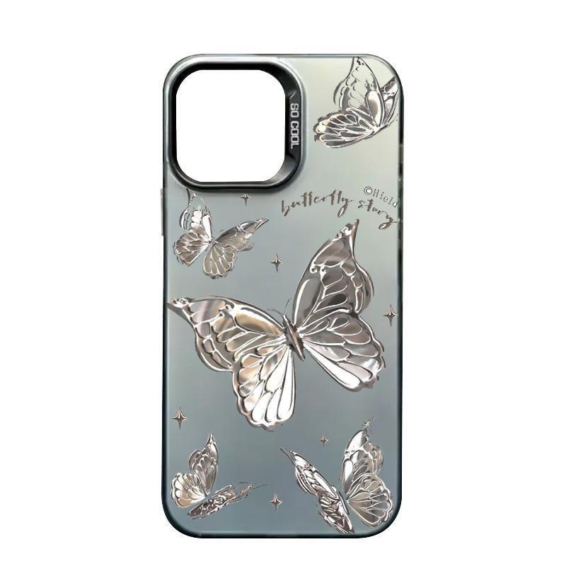 Fashion Silver Butterfly Phone Case For Samsung Galaxy S25 Ultra S24 S23 FE S22 Plus A16 A54 A55 A35 A34 A33 A32 A15 A14 A13 A52 Back Cover