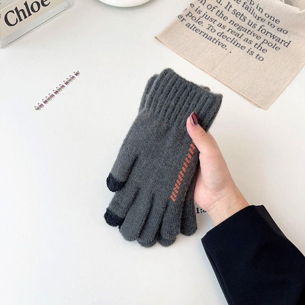 Thickened Knitted Woolen Gloves Touchscreen Full Finger Gloves Fashion Men Knitted Gloves  Sports