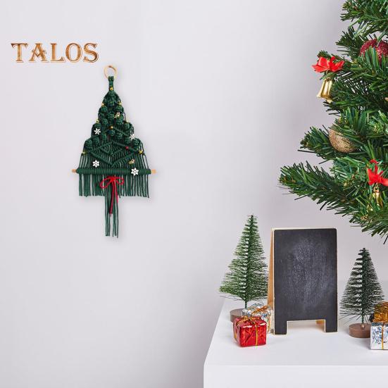 Wall Hanging Tapestry with 17 Accessories Manual Braided Bohemian Style Hollow Out Dorm Home Hotel Wall Decoration Christmas Tree Hanging Pendant