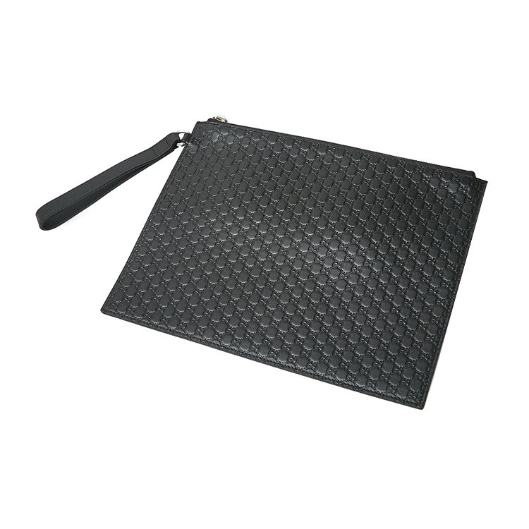 Gucci Double G Series Monogram Embossed Leather Clutch Men Clutch Black 544477-BMJ1N-1000