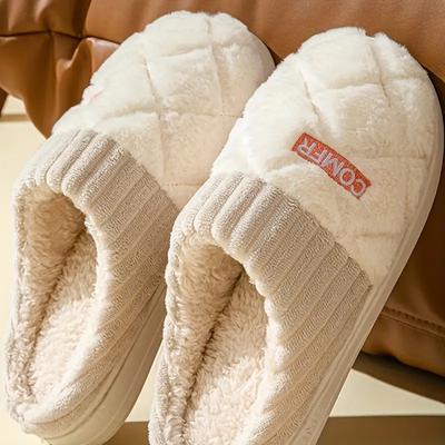 Winter 2025 Plush Cotton Slippers for Men and Women Indoor Warm Fur Home Footwear Autumn and Winter Comfort