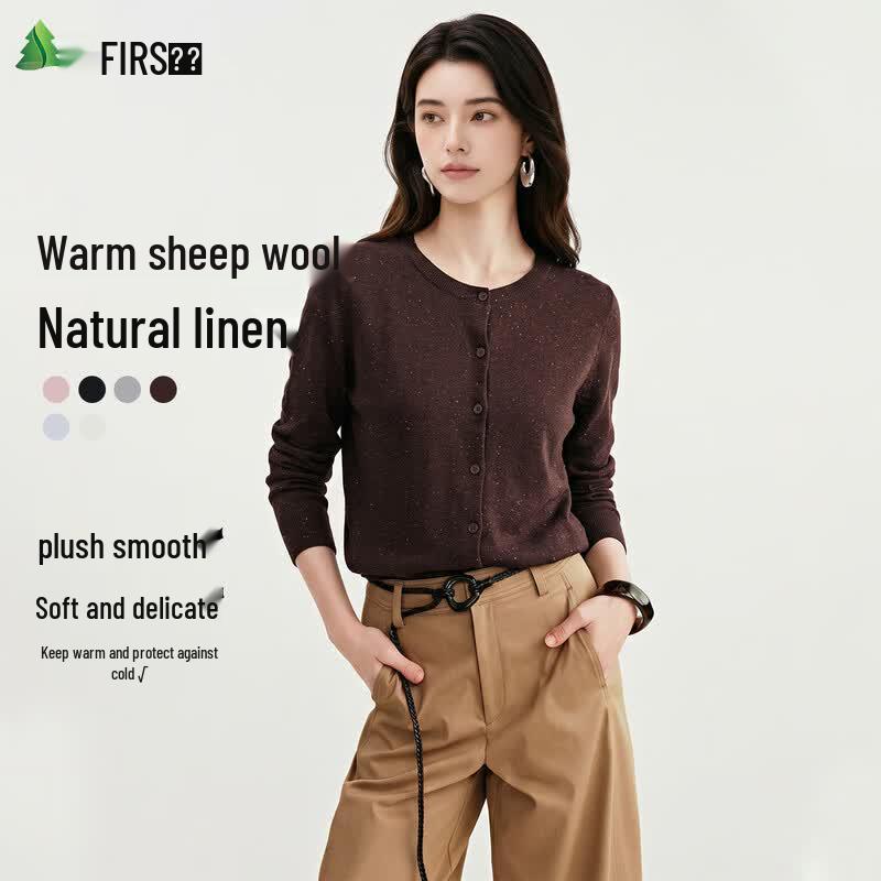 FIRS Women s Linen & Wool Blend Knitted Round-Neck Top XL лаванды фиолетового