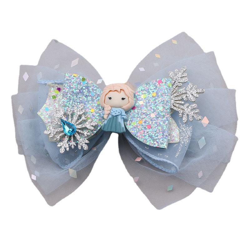Korean Fairy Princess Bow Hair Clip with Flowing Blue Ribbon