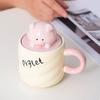 Marshmallow Animal Ceramic Cup,drinking Cup Household with Lid Spoon Underglaze Color Couple Cute Mug Microwave Oven Can Be Used