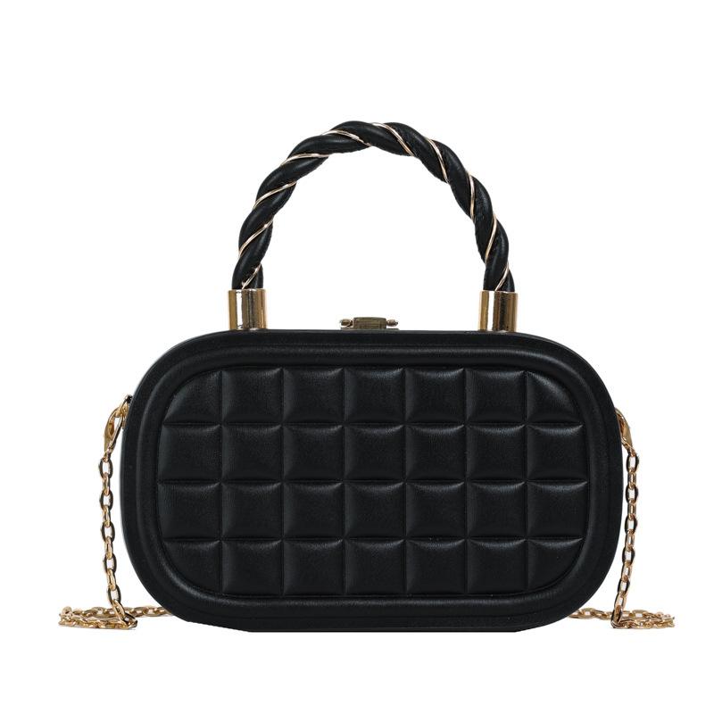 

Женская маленькая сумка в иностранном стиле, лето 2024, новая модная плетеная сумка-коробка, сумка-мессенджер на цепочке чёрный
