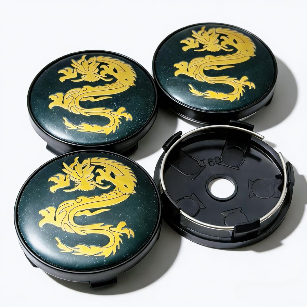 

4pcs/Set 60MM 56MM Dragon Logo Emblem Car Wheel Center Caps Wheels Hub Cap Dragons Badge Rim Hubcaps Dust Cover Car Accessories Dragon Badge&4pcs T60 Wheel Caps
