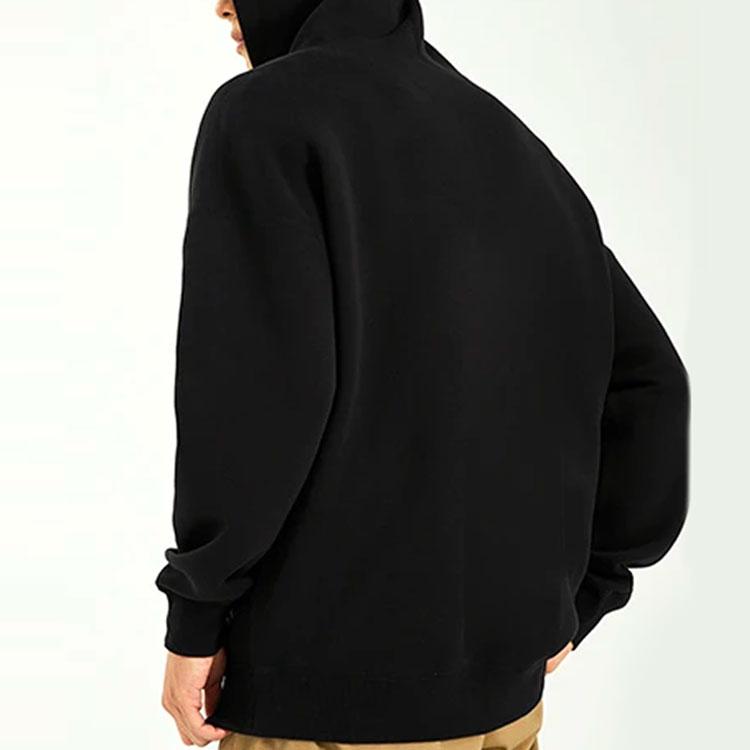 Li-Ning Sports Trend Series Logo Embroidered Loose-Fit Reversible Pullover Hoodie Unisex Tops Black Grey AWDS087-5
