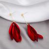 Chinese Style Red Petal Long Fringed Earrings French High-End Bridal Wedding Stud Earrings