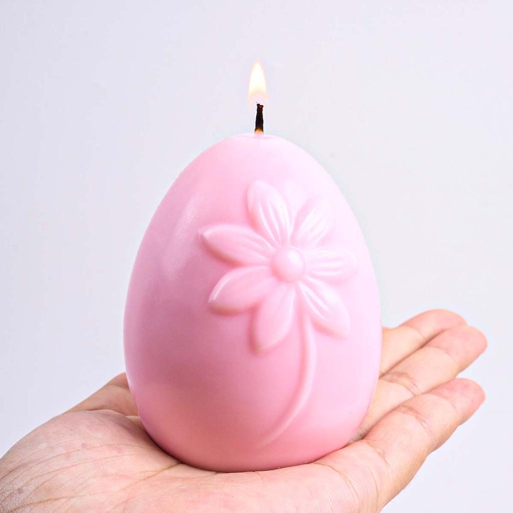 Relief Flower Egg Silicone Candle Mold DIY Easter Eggs Craft Gifts Making Soap Plaster Resin Casting Molds Home Holiday Decor