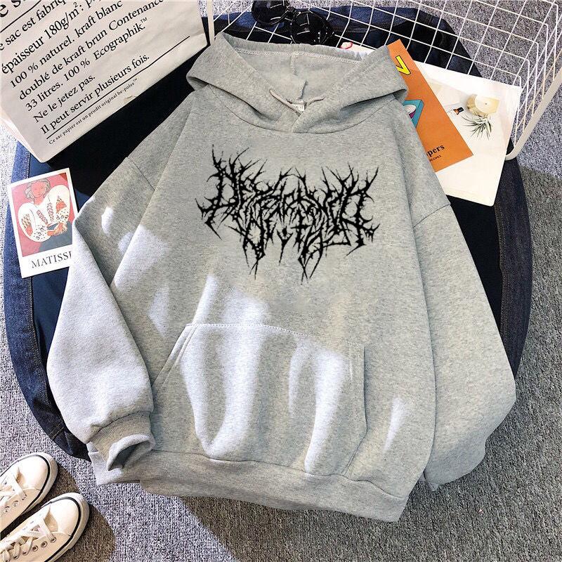 Women's Hooded Long Sleeve Sweatshirt Loose Fit Gothic Graphic Print Pullover Top 2022 Winter Hip Hop Vintage Streetwear Hoodie
