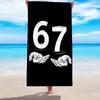 Numero 67 Telo da Spiaggia con Stampa a Doppia Mano Sollevamento Sabbia Resistente Asciugatura Rapida Microfibra Per Yoga Subacquea Viaggio Estivo Vacanza Bagno
