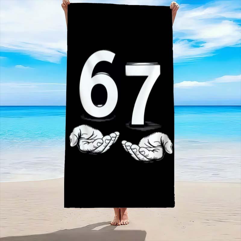 Numero 67 Telo da Spiaggia con Stampa a Doppia Mano Sollevamento Sabbia Resistente Asciugatura Rapida Microfibra Per Yoga Subacquea Viaggio Estivo Vacanza Bagno