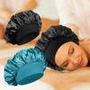 Women Night Sleep Hair Caps Silky Bonnet Satin Double Layer Adjust Head Cover Hat Shower Cap for Curly Hair Styling Accessories
