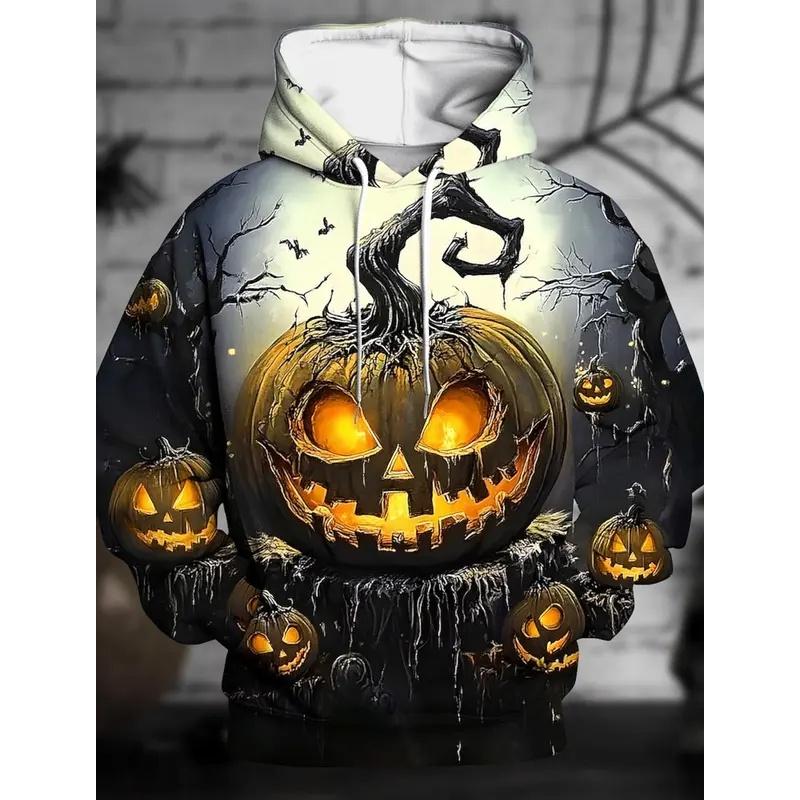 2026 New Halloween 3D Printed Pumpkin Casual Everyday Fashion Comfortable Hoodie Men's Women's Couples Same Style Prom Carnival
